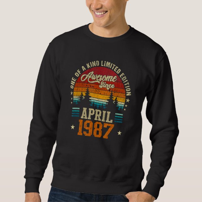 Awesome Since April 1987 Vintage 35th Birthday Sweatshirt (Front)