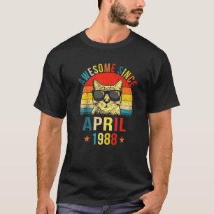 Awesome Since April 1988 34th Birthday Cat T-Shirt