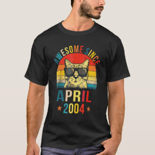 Awesome Since April 2004 18th Birthday Cat T-Shirt
