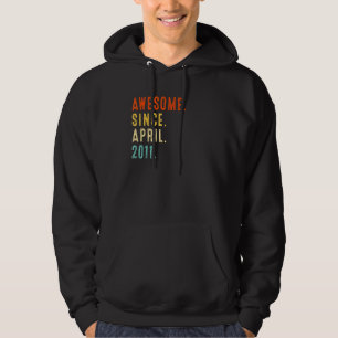 Awesome Since April 2011 Vintage 11th Birthday Hoodie