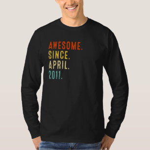 Awesome Since April 2011 Vintage 11th Birthday T-Shirt
