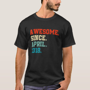 Awesome Since April 2018 4 Years Old Boy 4th Birth T-Shirt