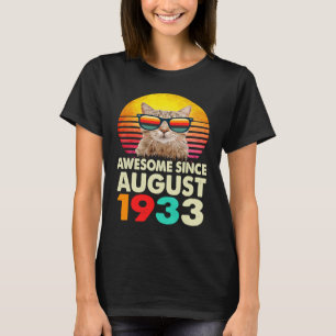 Awesome Since August 1933 90th Birthday Cat T-Shirt