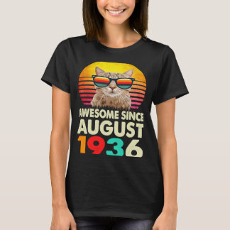 Awesome Since August 1936 87th Birthday  Cat T-Shirt