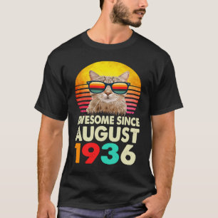 Awesome Since August 1936 87th Birthday  Cat T-Shirt