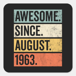 Awesome Since August 1963 Birthday Retro Square Sticker