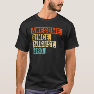 Awesome Since August 1980 Vintage 42nd Birthday T-Shirt