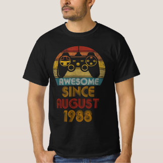 Awesome Since August 1988 , Happy Birthday Gamer T-Shirt