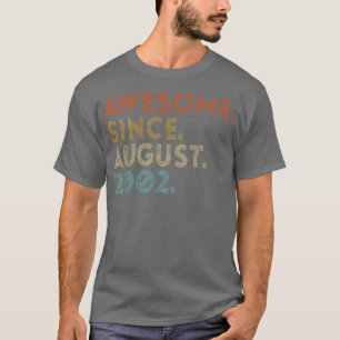 Awesome Since August 2002 Vintage 20th Birthday  T-Shirt