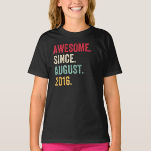 Awesome Since August 2016 Retro Birthday T-Shirt