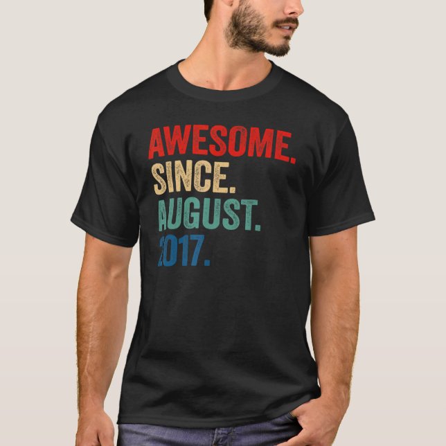 Awesome Since August 2017 5th Birthday  5 Years Ol T-Shirt (Front)
