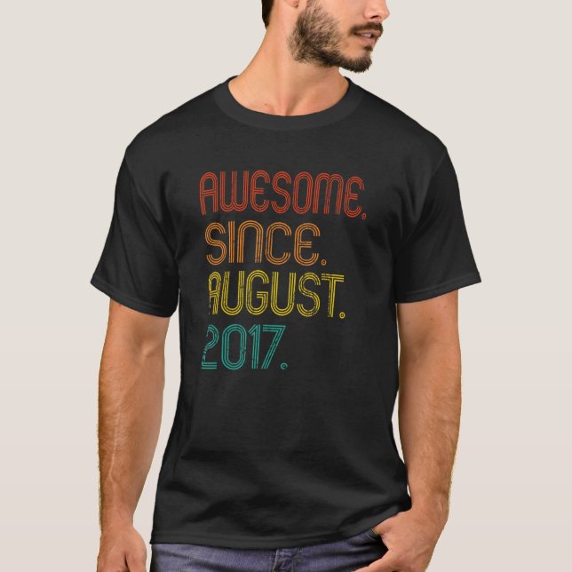 Awesome Since August 2017 5th Birthday Retro 5 Yea T-Shirt (Front)