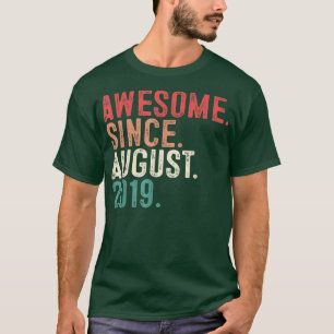Awesome Since August 2019 3rd Birthday Gift 3 Year T-Shirt