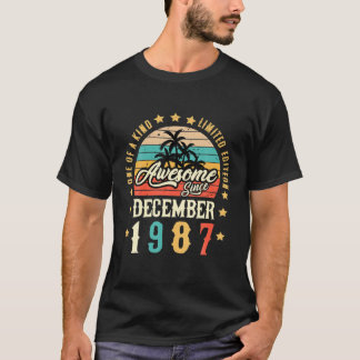 Awesome Since December 1987 Vintage 34Th Birthday T-Shirt