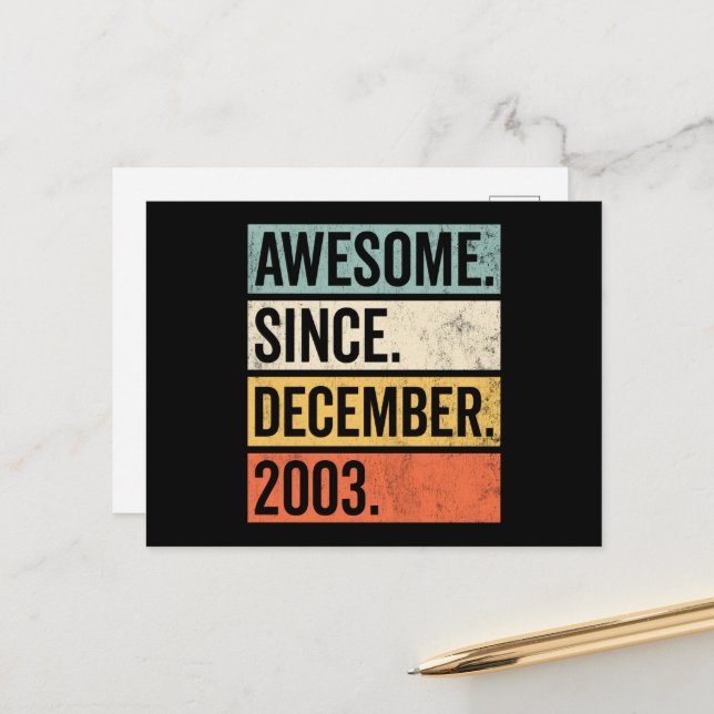 Awesome Since December 2003 Birthday Postcard (Front/Back In Situ)