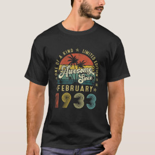 Awesome Since February 1933 90 Years Old 90Th Birt T-Shirt