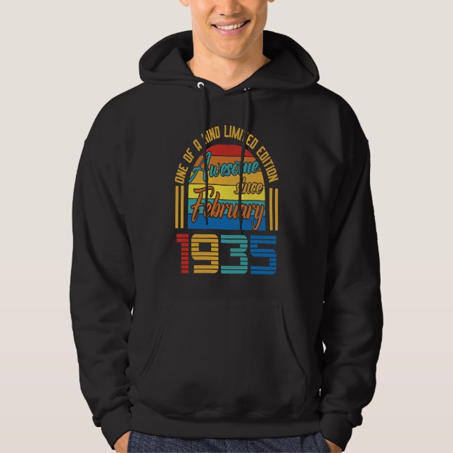 Awesome Since February 1935 88 Years Old 88th Birt Hoodie (Front)