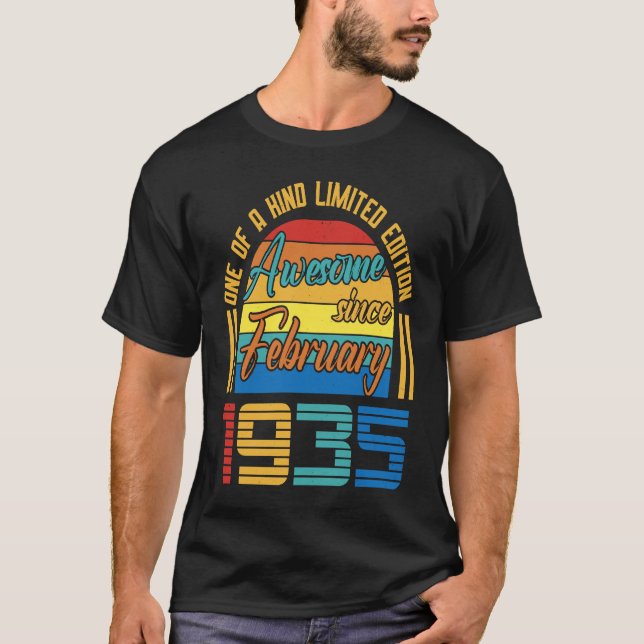 Awesome Since February 1935 88 Years Old 88th Birt T-Shirt (Front)
