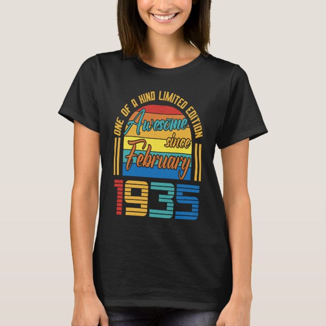 Awesome Since February 1935 88 Years Old 88th Birt T-Shirt (Front)