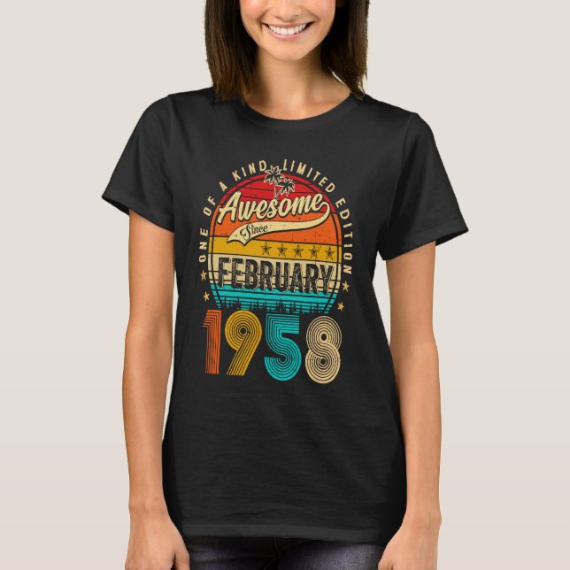 Awesome Since February 1958 65 Years Old 65th Birt T-Shirt (Front)