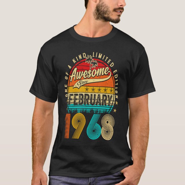 Awesome Since February 1968 55 Years Old 55th Birt T-Shirt (Front)