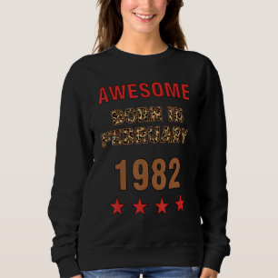 Awesome since February 1982 Leopard Print February Sweatshirt