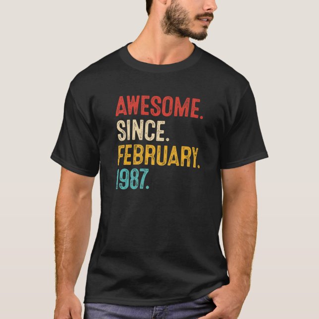 Awesome Since February 1987 36th Birthday Retro 36 T-Shirt (Front)