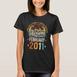 Awesome Since February 2011 Vintage 11th Birthday T-Shirt