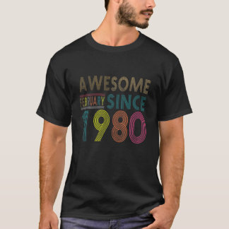 Awesome Since February Born In 1980 Vintage 42Nd B T-Shirt