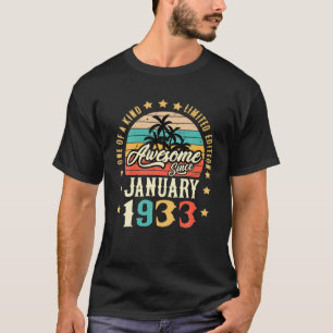 Awesome Since January 1933 Vintage 89Th Birthday T-Shirt