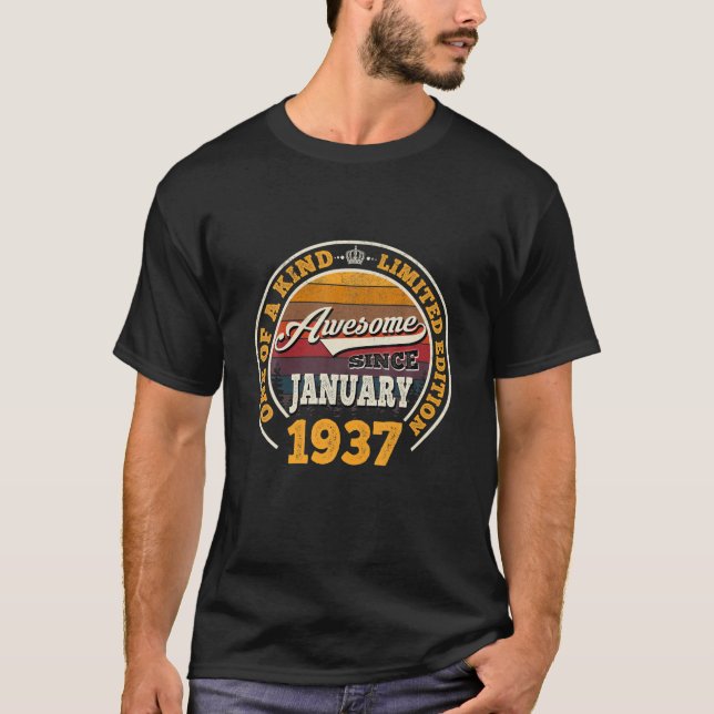 Awesome Since January 1937 85Th Birthday Gift 85 Y T-Shirt (Front)