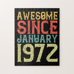 Awesome Since January 1972 Vintage Retro Birthday Jigsaw Puzzle