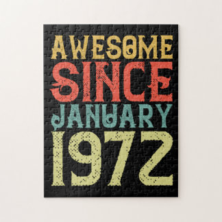 Awesome Since January 1972 Vintage Retro Birthday Jigsaw Puzzle