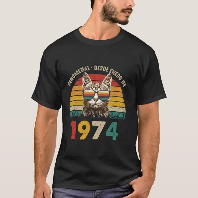 Awesome Since January 1974 Spanish 50th Birthday L T-Shirt (Front)