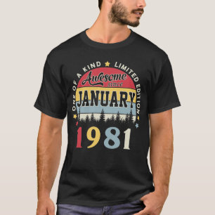 Awesome Since January 1981 Vintage Retro Birthday T-Shirt