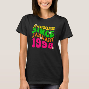 Awesome Since January 1998 Birthday Groovy Retro T-Shirt