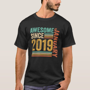 Awesome Since January 2019 4th Birthday  4 Years O T-Shirt