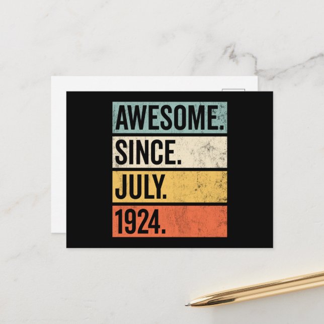 Awesome Since July 1924 Birthday Retro Postcard (Front/Back In Situ)