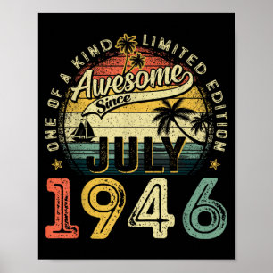 Awesome Since July 1946 Vintage Retro 80th Poster