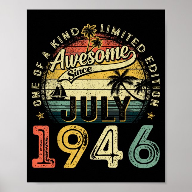 Awesome Since July 1946 Vintage Retro 80th Poster (Front)