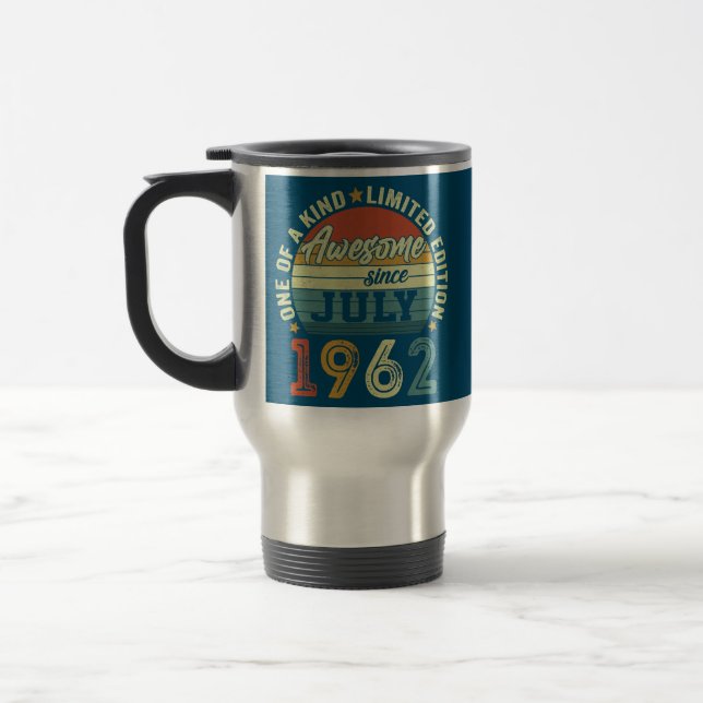 Awesome Since July 1962 60 Years Old 60th Travel Mug (Left)