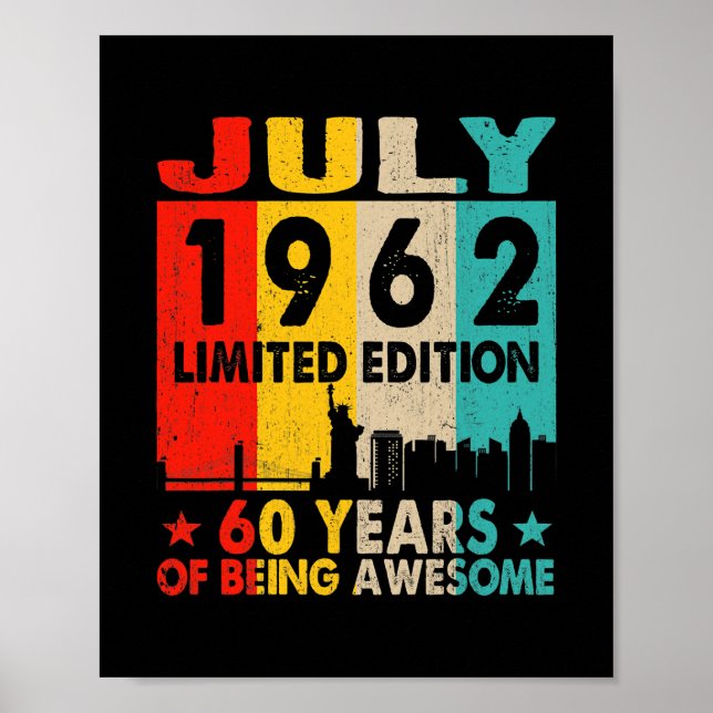 Awesome Since July 1962 60th Birthday Vintage Poster (Front)