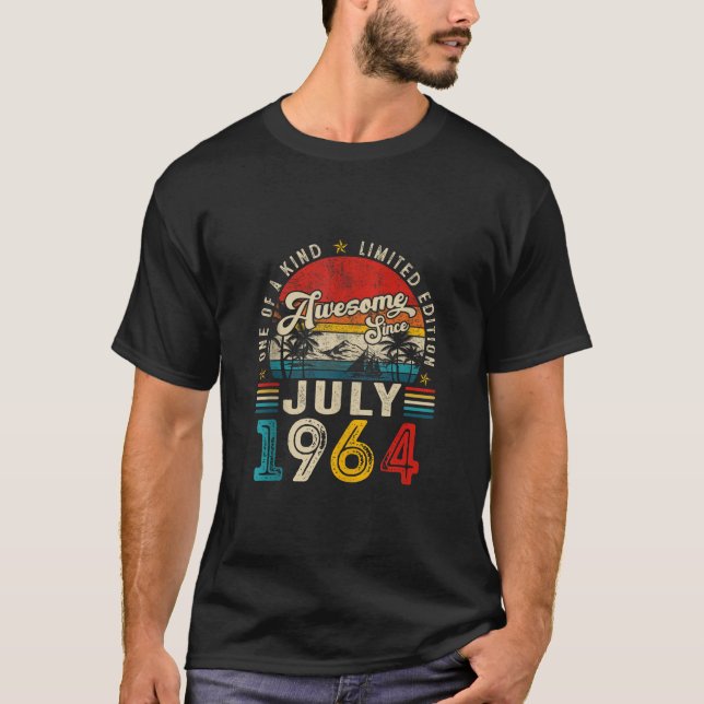 Awesome since July 1964 60 Years Old 60th Birthday T-Shirt (Front)