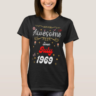 Awesome Since July 1969 Birthday Flowers & Butterf T-Shirt