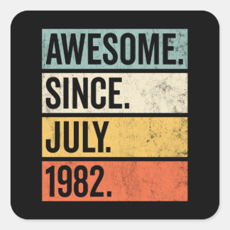 Awesome Since July 1982 Birthday Retro Square Sticker