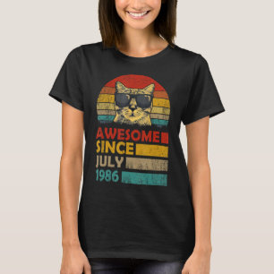 Awesome Since July 1986 37th Birthday Cat T-Shirt