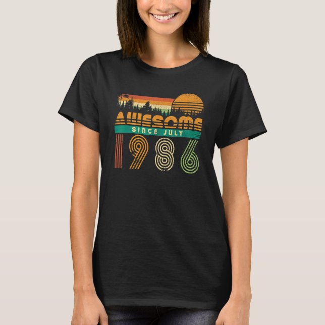 Awesome Since July 1986 Birthday  For Men Women Vi T-Shirt (Front)