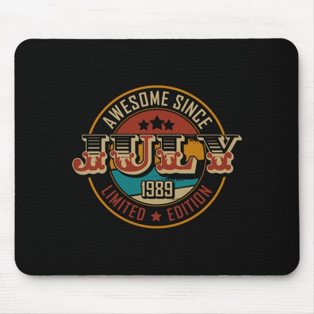 Awesome Since July 1989 _ 36 Years Old _ 36th Birt Mouse Mat (Front)