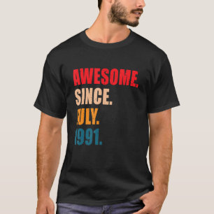 Awesome Since July 1991 Vintage Personalized Birth T-Shirt