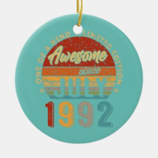 Awesome Since July 1992 Vintage 30th Birthday  Ceramic Tree Decoration
